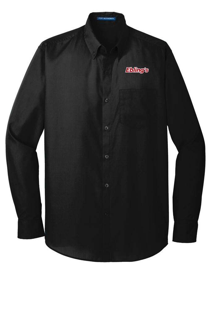 Variant Image for W100 - Port Authority® Long Sleeve Carefree Poplin Shirt - Ebling's - 2 Color - Red/White - Website Ebling's