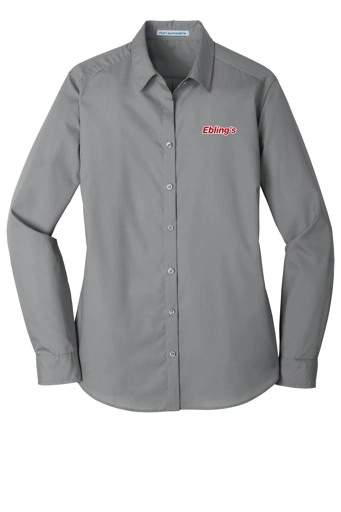 Variant Image for LW100 - Port Authority® Women's Long Sleeve Carefree Poplin Shirt - Ebling's - 2 Color - Red/White - Website Ebling's