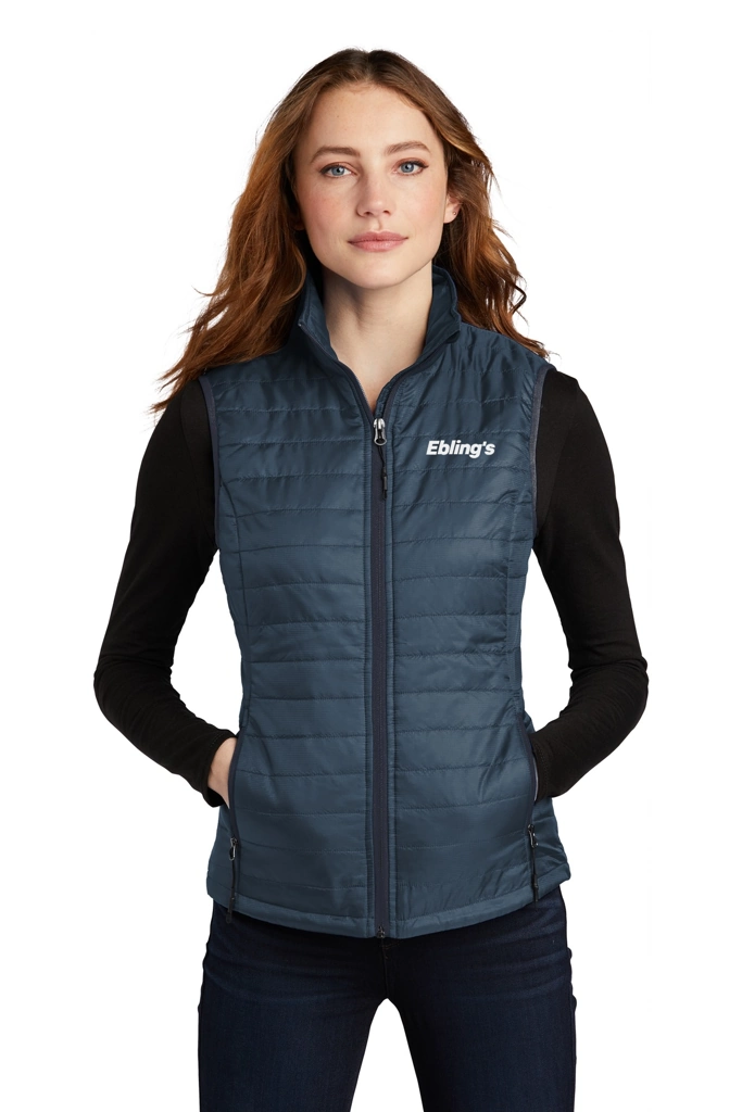 Variant Image for L851 - Port Authority® Women's Packable Puffy Vest - Ebling's - 1 Color - White - Website Ebling's
