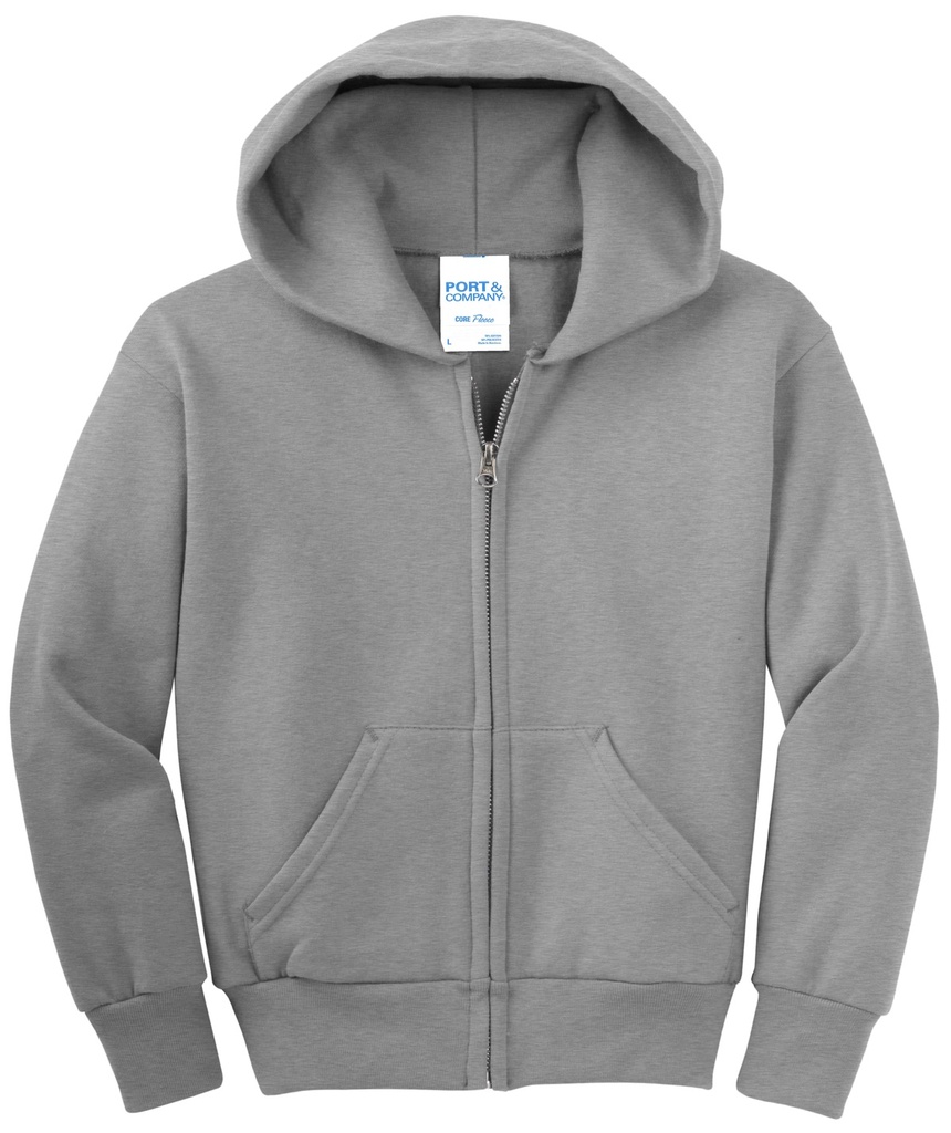 PC90YZH - Port & Company® Youth Core Fleece Full-Zip Hooded Sweatshirt